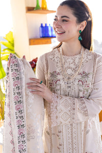 QALAMQAR-3PC LAWN EMBROIDERED SHIRT WITH CHIFFOON PRINT DUPATTA AND EMB TROUSER-BIC-4652