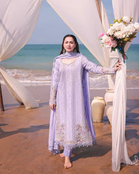IMROZIA-3PC LAWN CHIKANKARI EMBROIDERED SHIRT WITH KHADDI NET EMB DUPATTA AND TROUSER-BIC-4508