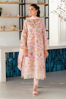 BAROUQE-3PC LAWN SCHIFFLI EMBROIDERED PRINTED SHIRT WITH SILK PRINT DUPATTA AND PRINT TROUSER-