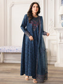 MOHAGNI-3PC LAWN PRINTED EMBROIDERED SHIRT WITH ORGANZA EMBROIDERED DUPATTA AND PRINT TROUSER-5