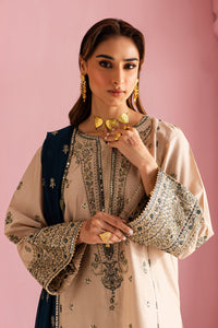 MUSHQ-3PC DHANAK EMBROIDERED SHIRT WITH DHANAK EMBROIDERED SHAWL & EMB TROUSER-BIC-4162