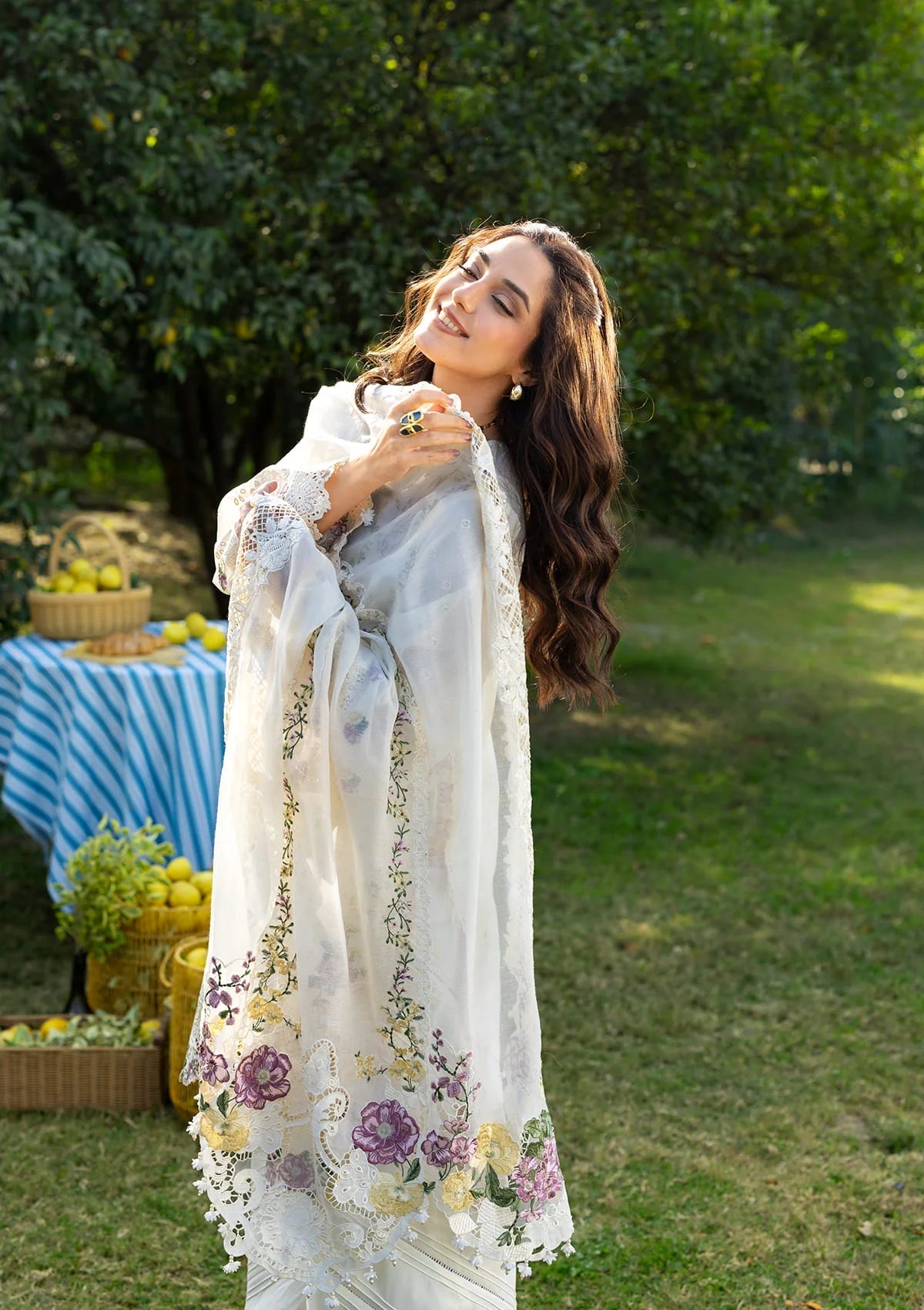 ELAF-3PC DHANAK EMBROIDERED SHIRT WITH DHANAK EMB SHAWL AND TROUSER-BIC-5217