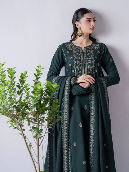 ASIM JOFA-3PC DHANAK EMBROIDERED SHIRT WITH DHANAK EMBROIDERED SHAWL & TROUSER-BIC-
