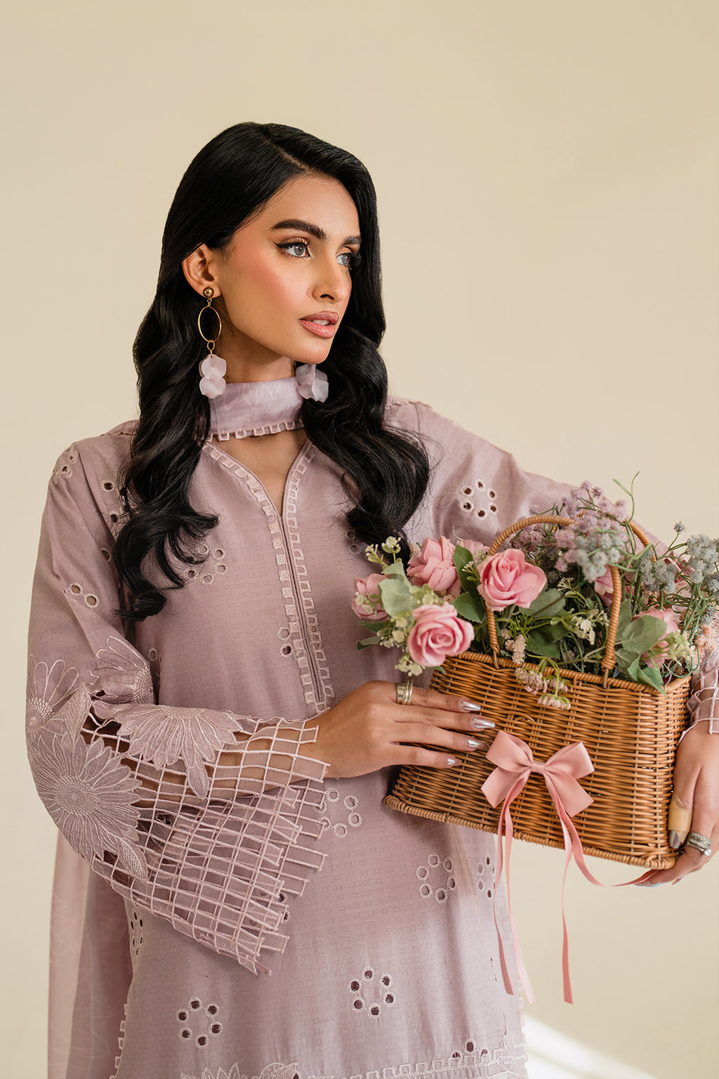 IZNIK-3PC LAWN EMBROIDERED SHIRT WITH KHAADI NET DUPATTA & TROUSER-BIC-3779