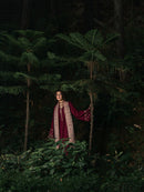 IZEL-3PC DHANAK EMBROIDERED SHIRT WITH COUTRAI PRINTED SHAWL AND TROUSER-BIC-5323