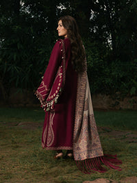 IZEL-3PC DHANAK EMBROIDERED SHIRT WITH COUTRAI PRINTED SHAWL AND TROUSER-BIC-5323