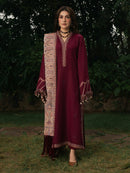 IZEL-3PC DHANAK EMBROIDERED SHIRT WITH COUTRAI PRINTED SHAWL AND TROUSER-BIC-5323