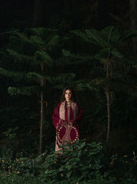 IZEL-3PC DHANAK EMBROIDERED SHIRT WITH COUTRAI PRINTED SHAWL AND TROUSER-BIC-5323