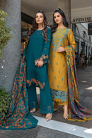 RANG RASIYA-3PC DHANAK EMBROIDERED SHIRT WITH COURTRAI PRINTED SHAWL AND TROUSER-BIC-4159