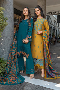 RANG RASIYA-3PC DHANAK EMBROIDERED SHIRT WITH COURTRAI PRINTED SHAWL AND TROUSER-BIC-4159