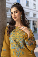 RANG RASIYA-3PC DHANAK EMBROIDERED SHIRT WITH COURTRAI PRINTED SHAWL AND TROUSER-BIC-4159