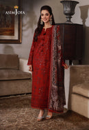 ASIM JOFA-3PC DHANAK SEQUIN EMBROIDRED SHIRT WITH COURTRAI PRINTED SHAWL AND TROUSER-BIC-4228
