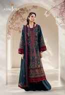 ASIM JOFA-3PC DHANAK EMBROIDERED SHIRT WITH DHANAK EMBROIDERED SHAWL AND TROUSER-BIC-5123