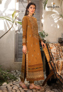 ASIM JOFA-3PC DHANAK EMBROIDERED SHIRT WITH COURTRAI PRINTED SHAWL & TROUSR-BIC-3135