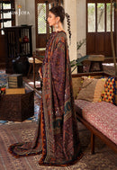 ASIM.JOFA-3PC DHANAK EMBROIDERED SHIRT WITH COURTRAI PRINTED SHAWL AND TROUSER-BIC-3523