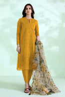 SAPPHIRE-3PC DHANAK EMBROIDERED SHIRT WITH COURTRAI PRINTED SHAWL AND TROUSER-BIC-4048