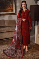 ASIM JOFA-3PC DHANAK SEQUIN EMBROIDRED SHIRT WITH COURTRAI PRINTED SHAWL AND TROUSER-BIC-4228