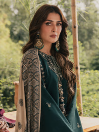 IZEL-3PC DHANAK EMBROIDERED SHIRT WITH COUTRAI PRINTED SHAWL AND TROUSER-BIC-5322