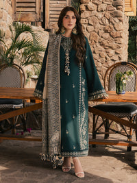 IZEL-3PC DHANAK EMBROIDERED SHIRT WITH COUTRAI PRINTED SHAWL AND TROUSER-BIC-5322