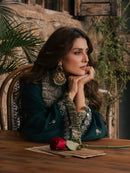 IZEL-3PC DHANAK EMBROIDERED SHIRT WITH COUTRAI PRINTED SHAWL AND TROUSER-BIC-5322