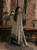 IZEL-3PC DHANAK EMBROIDERED SHIRT WITH COUTRAI PRINTED SHAWL AND TROUSER-BIC-5322