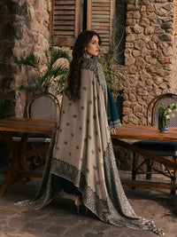 IZEL-3PC DHANAK EMBROIDERED SHIRT WITH COUTRAI PRINTED SHAWL AND TROUSER-BIC-5322
