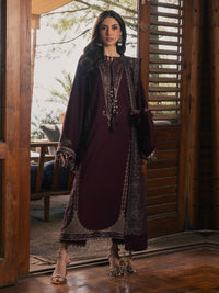 IZEL-3PC DHANAK EMBROIDERED SHIRT WITH COUTRAI PRINTED SHAWL AND TROUSER-BIC-5324