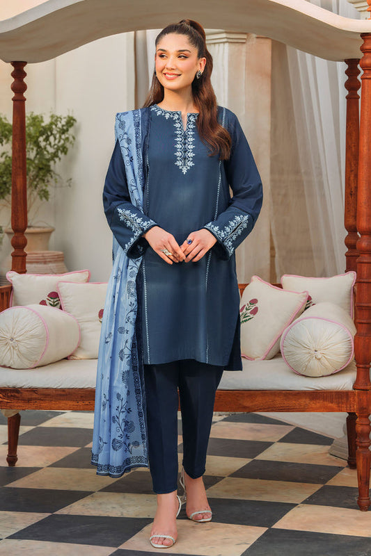 ZIVA-3PC LAWN EMBROIDERED WITH COTTON SILK PTINT DUPATTA-BIC-2729