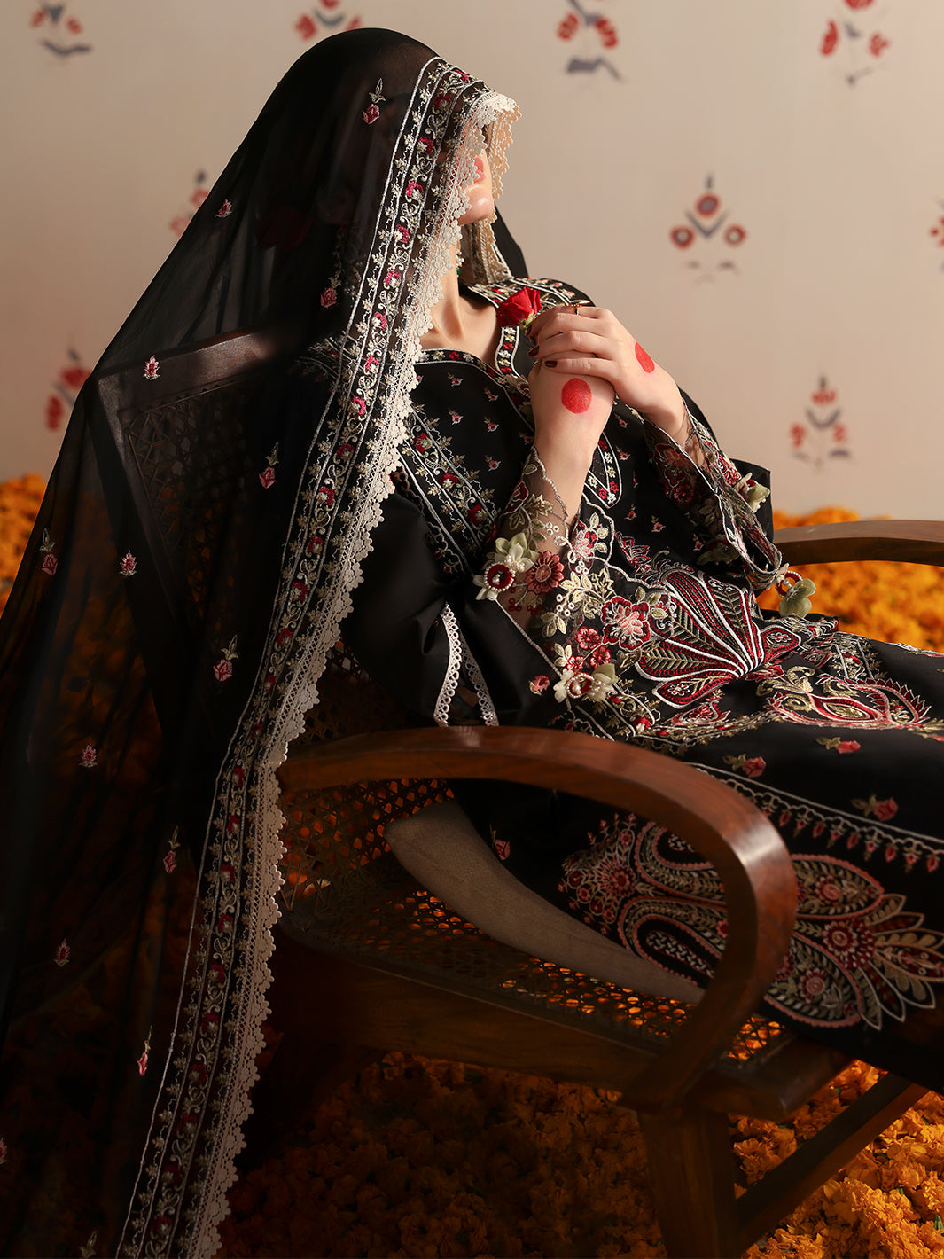 MAHNUR-3PC LAWN HEAVY EMBROIDERED SHIRT WITH CHIFFON EMB DUPATTA AND TROUSER -BIC-4690