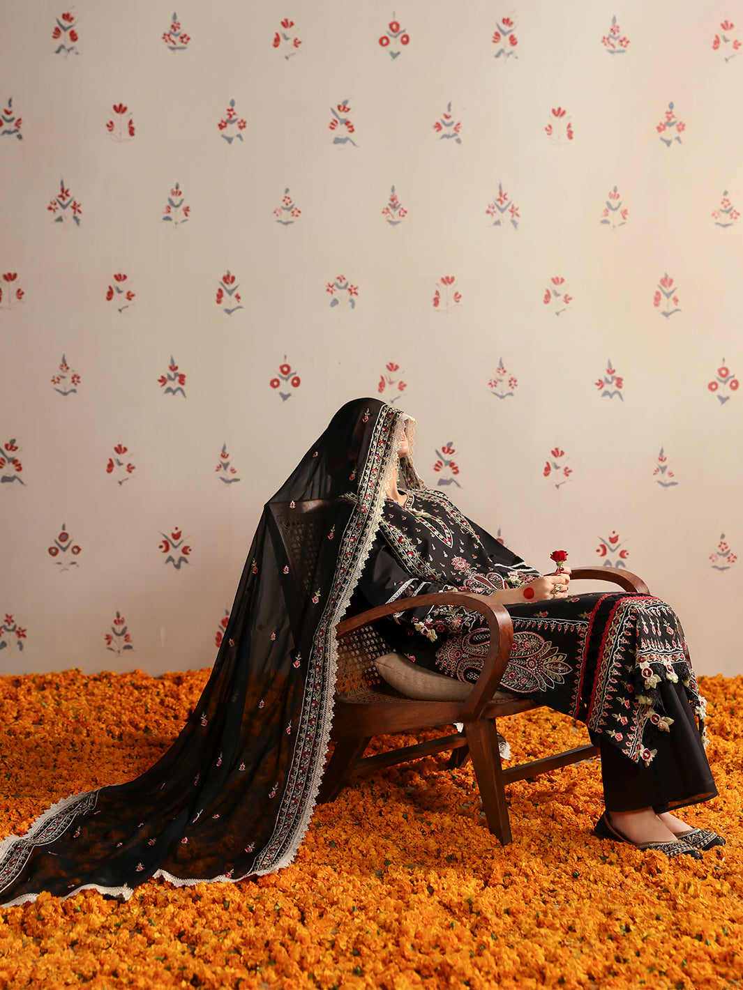 MAHNUR-3PC LAWN HEAVY EMBROIDERED SHIRT WITH CHIFFON EMB DUPATTA AND TROUSER -BIC-4690