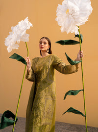 MAHNUR-3PC LAWN LASER WORK EMBROIDERED SHIRT WITH KHAADI NET EMBROIDERED DUPATTA AND TROUSER -BIC-4742