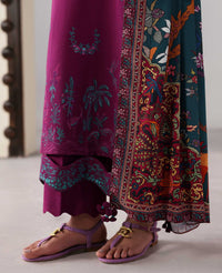 REPUBLIC -3PC DHANAK EMBROIDERED SHIRT WITH WOOL PRINT SHAWL AND TROUSER -BIC-5175