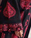 REPUBLIC WOMENSWEAR-3PC DHANAK EMBROIDERED SHIRT WITH DHANAK EMBROIDERED SHAWL AND EMB TROUSER-BIC-5233