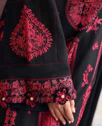 REPUBLIC WOMENSWEAR-3PC DHANAK EMBROIDERED SHIRT WITH DHANAK EMBROIDERED SHAWL AND EMB TROUSER-BIC-5233