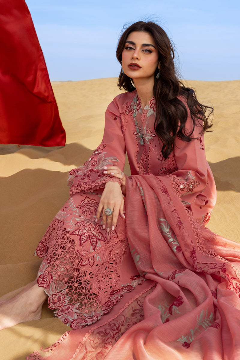 RANG RASIYA-3PC LAWN CHIKANKARI EMBROIDERED SHIRT WITH KHAADI NET EMBROIDERED DUPATTA AND TROUSER -BIC-4775