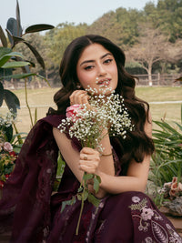 IZEL-3PC LAWN EMBROIDERED SHIRT WITH KHAADI NET EMBROIDERED DUPATTA AND TROUSER-BIC-4250