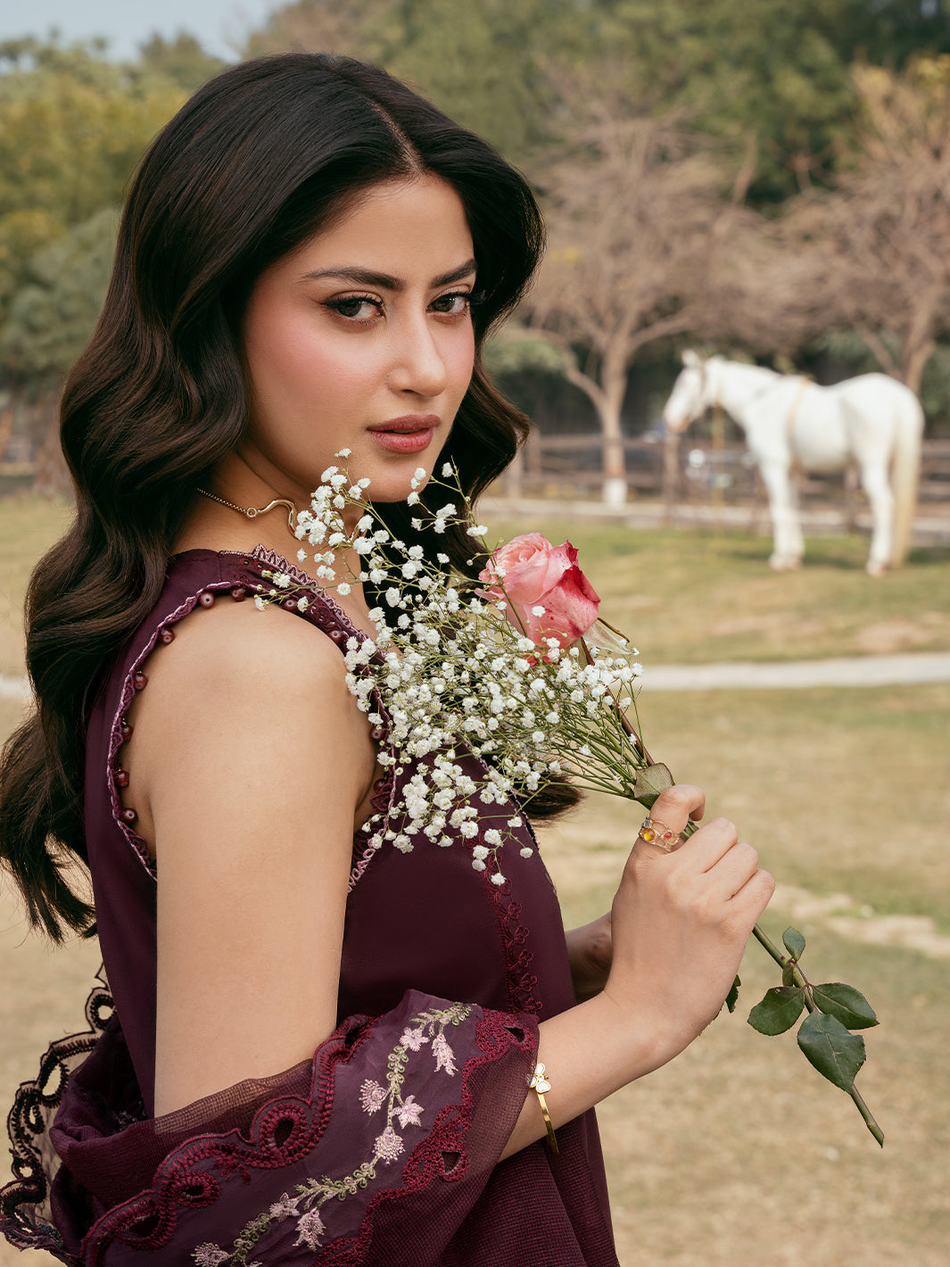 IZEL-3PC LAWN EMBROIDERED SHIRT WITH KHAADI NET EMBROIDERED DUPATTA AND TROUSER-BIC-4250