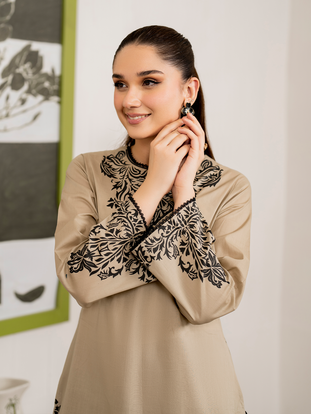 GARNET-3PC DHANAK EMBROIDERED SHIRT WITH COUTRAI PRINT SHAWL AND TROUSER-BIC-4108