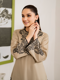 GARNET-3PC DHANAK EMBROIDERED SHIRT WITH COUTRAI PRINT SHAWL AND TROUSER-BIC-4108