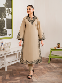 GARNET-3PC DHANAK EMBROIDERED SHIRT WITH COUTRAI PRINT SHAWL AND TROUSER-BIC-4108