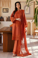 SAPPHIRE-3PC DHANAK EMBROIDERED SHIRT WITH KHADDI NET EMB DUPATTA AND TROUSER-BIC-4300