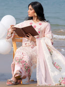 MAHNUR-3PC LAWN LASER WORK EMBROIDERED SHIRT WITH KHAADI NET EMBROIDERED DUPATTA AND TROUSER-BIC-4762