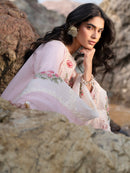 MAHNUR-3PC LAWN LASER WORK EMBROIDERED SHIRT WITH KHAADI NET EMBROIDERED DUPATTA AND TROUSER-BIC-4762