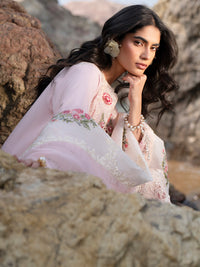 MAHNUR-3PC LAWN LASER WORK EMBROIDERED SHIRT WITH KHAADI NET EMBROIDERED DUPATTA AND TROUSER-BIC-4762