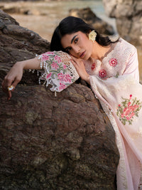 MAHNUR-3PC LAWN LASER WORK EMBROIDERED SHIRT WITH KHAADI NET EMBROIDERED DUPATTA AND TROUSER-BIC-4762