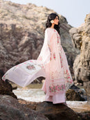 MAHNUR-3PC LAWN LASER WORK EMBROIDERED SHIRT WITH KHAADI NET EMBROIDERED DUPATTA AND TROUSER-BIC-4762