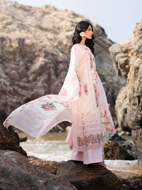MAHNUR-3PC LAWN LASER WORK EMBROIDERED SHIRT WITH KHAADI NET EMBROIDERED DUPATTA AND TROUSER-BIC-4762