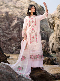 MAHNUR-3PC LAWN LASER WORK EMBROIDERED SHIRT WITH KHAADI NET EMBROIDERED DUPATTA AND TROUSER-BIC-4762
