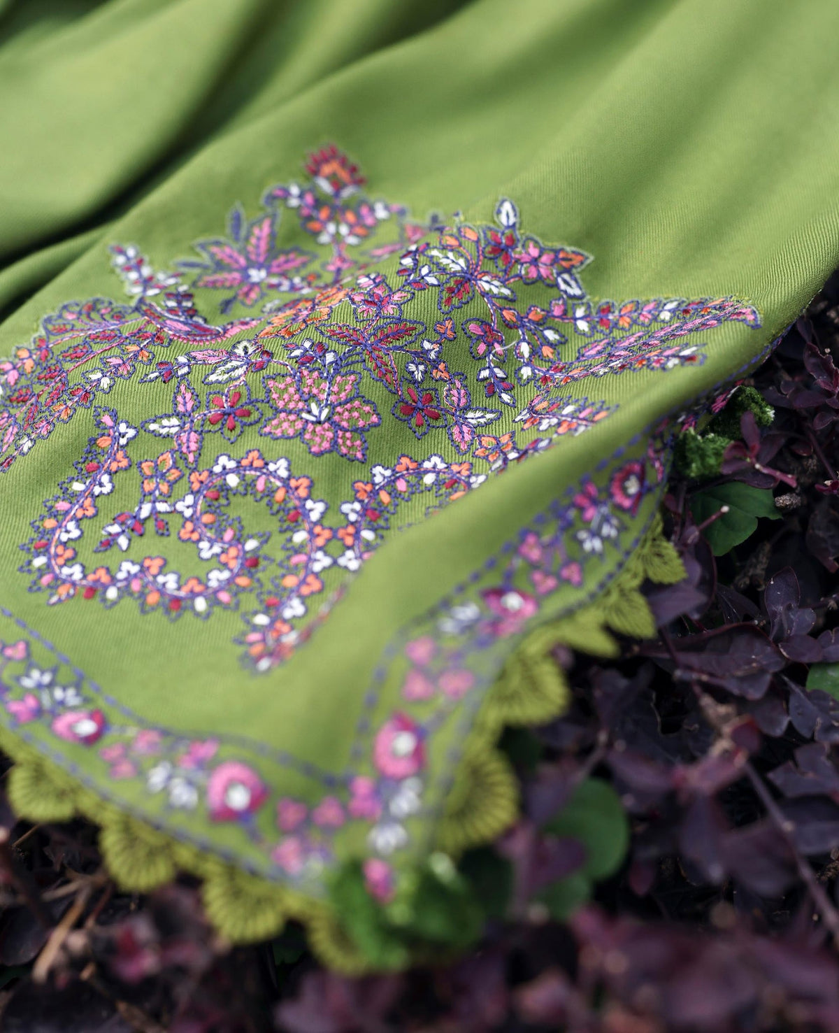 REPUBLIC WOMENSWEAR-3PC KARANDI EMBROIDERED SHIRT WITH KARANDI EMB SHAWL & TROUSER-BIC-5246