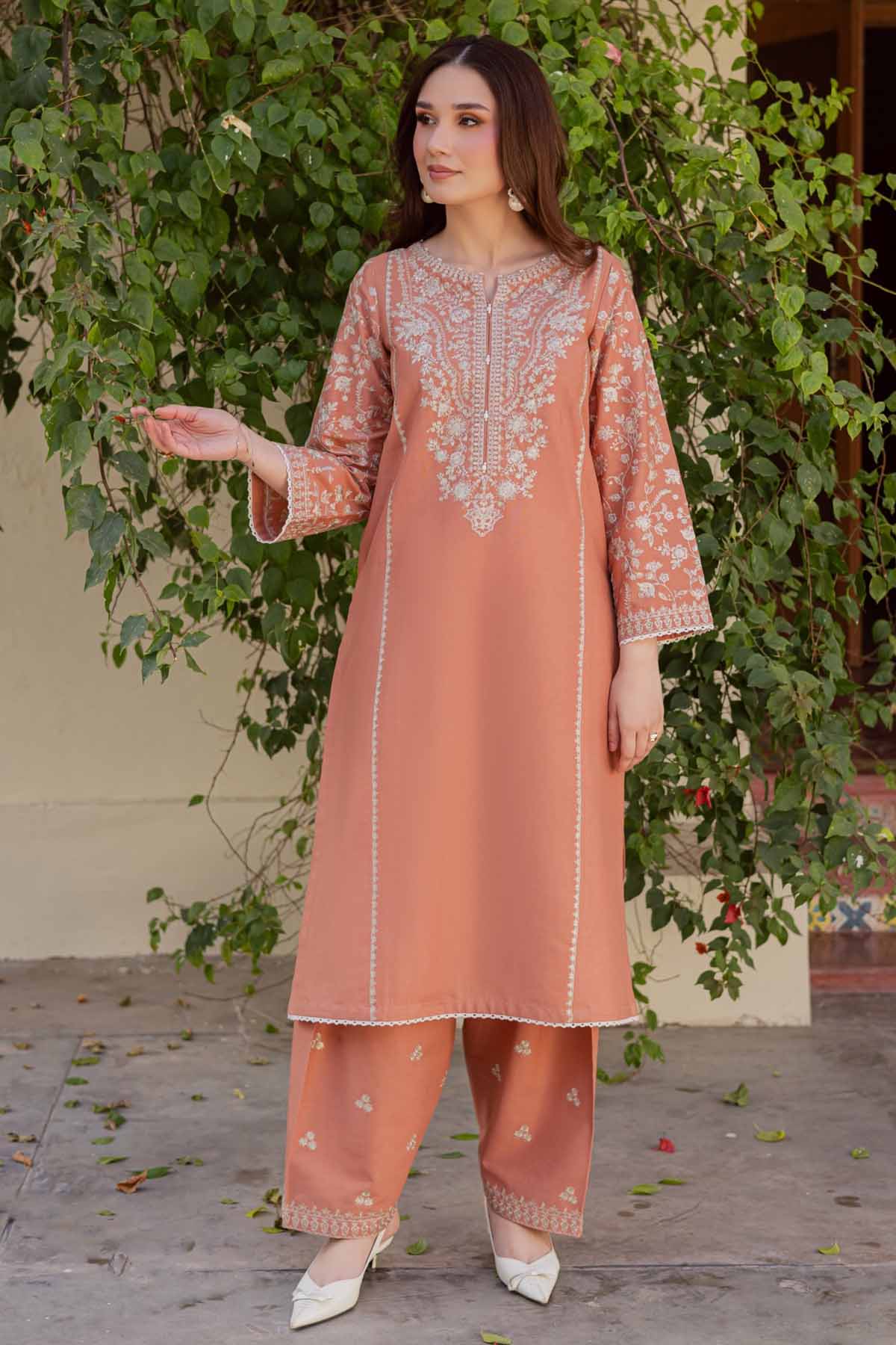BATIK-2PIECE LAWN SEQUIN EMB SHIRT WITH LAWN EMB SLEEVES-BIC-238
